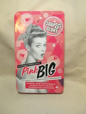 Soap & Glory Pink Big 3 Piece Gift Set Beauty Shower Gel Body Buffer Moisturizer - Image 1 of 2