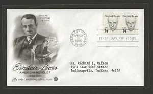 1985 US 14c Pair Sinclair Lewis FDC Novelist Scott #1856 - Picture 1 of 2