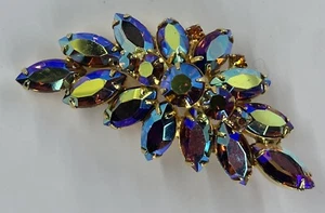 Juliana D & E Blue Purple AB Rhinestone Sparkling Vintage Brooch Pin (A42) - Picture 1 of 7