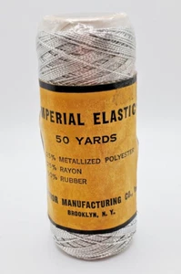 Vintage 50 Yard Roll of Imperial Metalic Silver Strech Cord - Picture 1 of 3