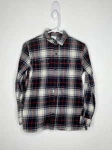 Gap Flannel Shirt Boys Size XL 12 Long Sleeve Collared Button Up Black - Picture 1 of 4