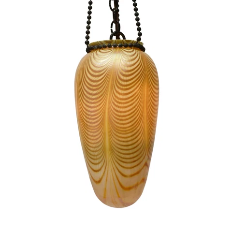 Moorish Art Glass Pulled Feather Bullet Form Pendant Light Cover