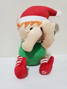 Animated Funny Face Elf Plush Christmas Toy Doll Sticks Tongue Out Peek A Boo - Picture 1 of 6