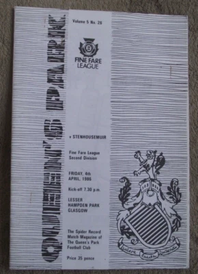 1985-86 (Apr) Queens Park v Stenhousemuir   -  Scottish Division Two - Image 1 of 2