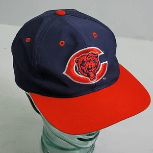 Vintage 90s Logo 7 Team NFL Chicago Bears Navy Blue Orange Snapback Hat W/Pin - Picture 1 of 11