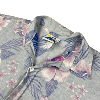 Camisa de Colección Sears Para Hombre 100% Algodón Hawaiana S/S Botón Azul Floral • EE. UU. • Grande Foto 1 de 4
