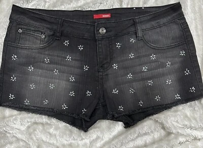 BONGO 短裤青少年 15 码女式黑色水钻 — 第 1/4 张图片