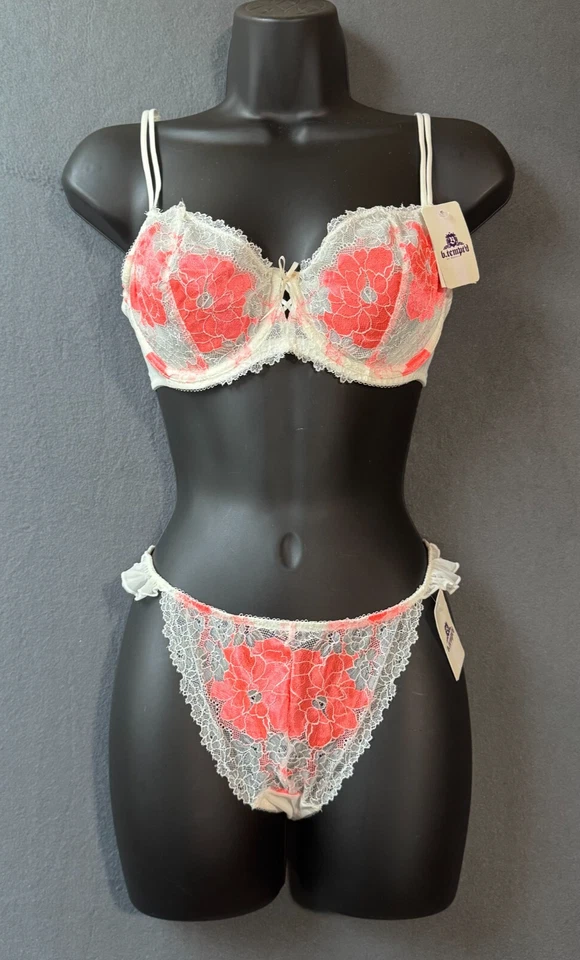 Conjunto de sujetador y bragas con aros suntuoso B.Tempt’d Wacoal encaje rosa marfil 36C / 8-XL Foto 1 de 4