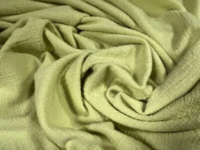 Straw cloth Double Jersey Stretch Knit Dress Fabric, Per Metre - Plain - Green - Image 1 of 3