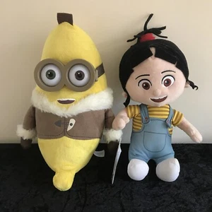DESPICABLE ME 12” BANANA Minion Cardboard Tag + AGNES 10” soft Plush Toys - Picture 1 of 7