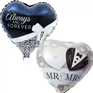 Set of Two 18" Round Wedding Balloons - HELIUM FILL Heart Bride Suit - Picture 1 of 3