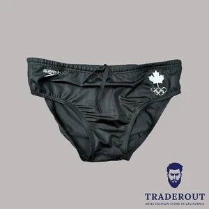 H.E.Arts Team Canada Logo Estampado Personalizado Speedo Hombres NEGRO Aquablade Swim Brief - Imagen 1 de 10
