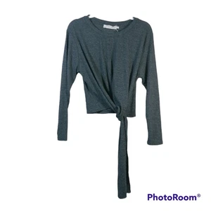 ASTR the Label blaues Langarmshirt mit seitlichem Binden gerippt Größe L - Bild 1 von 10