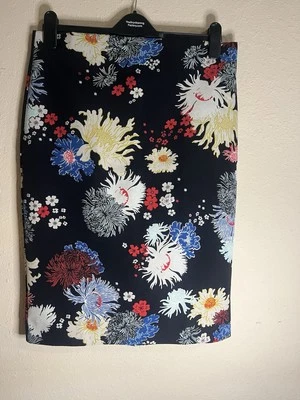 Falda recta lápiz elástica floral negra Philosophy para mujer talla 10 carrera Foto 1 de 4