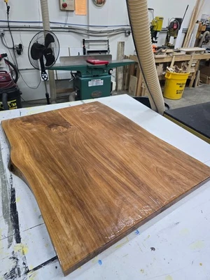 Live Edge Walnut Wood Dining Table 41" x 32" Epoxy coated slab Table Top - Image 1 of 4