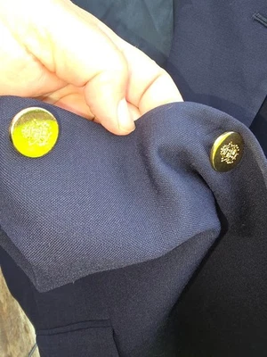 Blazer Patrick James 50R Azul Marino Dorado Botón Traje Chaqueta Abrigo Deportivo DAÑADO Foto 1 de 4