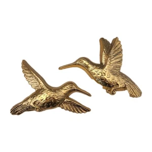2 MCM Homco Gold Hummingbird Wall Decor Hanging Plastic Vtg 7669 Made In USA   - Picture 1 of 6