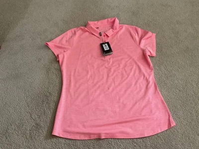 安德玛高尔夫 Polo 衫女士混色粉色大号全新全新带标签 — 第 1/3 张图片