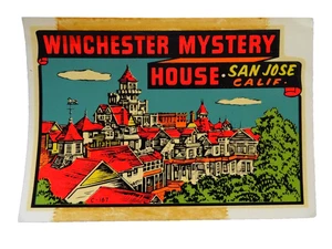 wINCHESTER MYSTERY HOUSE SAN JOSE CALIF VINTAGE SOUVENIR DECAL STICKER neocurio - Picture 1 of 4
