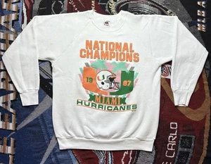Vintage Miami Hurricanes Sweatshirt National Champions 1987 FOTL Large - Picture 1 of 18