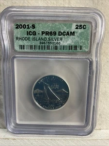2001-S Silver Rhode Island State Quarter - ICG PR69 DCAM - Picture 1 of 2