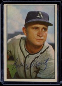1953 Bowman Color #11 Bobby Shantz A's Uncreased Autographed LOOK!