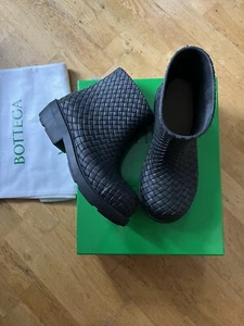 Bottega Veneta Fireman Ankle Boots Black Intreccio Brand New Eu40 Uk6 - Picture 1 of 7