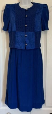 VESTIDO VINTAGE Y2K 80’S 90’S LADY DORBY AZUL REAL MUJER PETITE 12P Foto 1 de 4