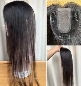 Virgin Echthaar Stück Topper dünn lang freies Teil Haarteil Perücke für Frauen - Bild 1 von 13