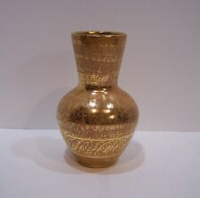 Vintage Stangl Vase MCM Granada Gold Hand Painted Leaf Pattern Art Pottery 10"