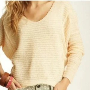 Free People Bumblebee Oversized Open Knit V-Neck Slouchy Sweater Peach Pink S - Picture 1 of 9