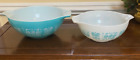 Vintage Pyrex Butterprint Cinderella Nesting Bowls 444 443 Turquoise Amish