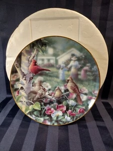 The Danbury Mint Cardinals Plate "Beauty In Bloom" By Bradley Jackson Birds 8"  - Picture 1 of 5