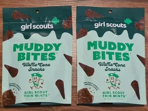 Lot of 2 (2.33 oz) Bags Girl Scouts Muddy Bites Thin Mint Waffle Cone Snacks - Picture 1 of 2
