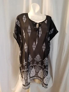 Black White Sheer Swim Cover Up Top Small NWT Apt 9 - Picture 1 of 11