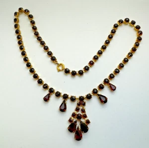 Alte Böhmen Strasskette Collier Kette Necklace Strass Granat Granatkette  Nr.312 - Bild 1 von 3