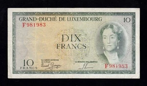 F.C. LUXEMBURGO LUXEMBOURG , 10 FRANCOS 1954 , B/C+ (F+) , P.48a . - Imagen 1 de 2
