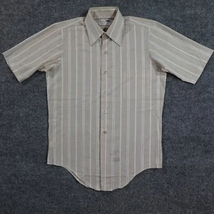 VTG 60s 70s Stratford Shirt Men 14.5 Beige Stripe Dagger Collar Stamp Union 9894 - Picture 1 of 10