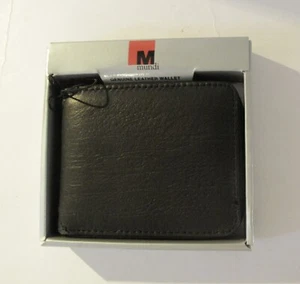 Mundi Zipper Closure Bi-Fold Leather Wallet Black - Picture 1 of 3