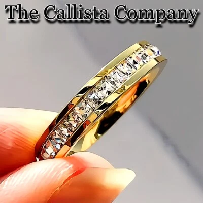 15K+ Vendido BANDA DE ETERNIDAD CLÁSICA DE 4 MM DE CORTE CUADRADO TRANSPARENTE 3A+ CIRCONITA CREADA EN LABORATORIO TALLA 5-9 ✓ Foto 1 de 2