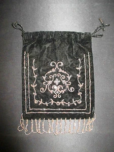 ancienne aumônière bourse à décors de fleurs en perles d'acier XIX ème - Imagen 1 de 4