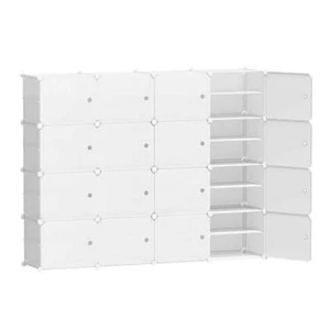 Artiss Shoe Box Rack DIY 16 Storage Cube Stackable White - Picture 1 of 8