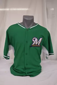 NEW Majestic Mens Milwaukee Brewers GREEN Cool Base Jersey Sz.40 (MED ) - Picture 1 of 9