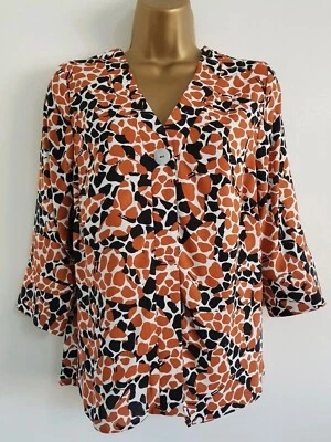 NEW M&Co 8-20 Butterfly Printed Button Front Blouse Top  - Image 1 of 4