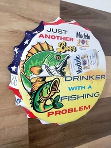 Funny Fishing Modelo Especial Beer Bottle Cap Man Cave Bar Decor Beer Metal Sign - Picture 1 of 8