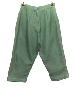 BEAUTIFUL VINTAGE VIVIEN P HOLLOWAY MADE IN LONDON 3/4 GREEN TROUSERS 16 UK - Picture 1 of 7