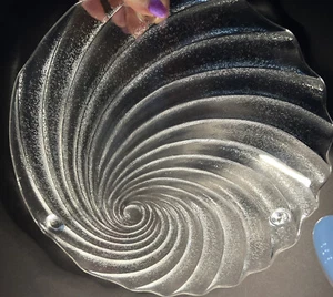 IVV Italy Hand Blown Tempest Swirl Glass Footed Serving Plate MCM Italian Art - Picture 1 of 10