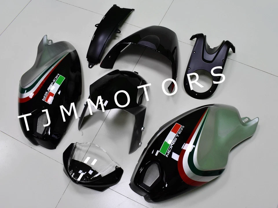 Carenado de carrocería molde de inyección ABS negro plateado para Ducati Monster 696 796 1100 Foto 1 de 4