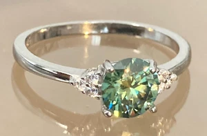 Moissanite Diamond Rings All Sizes 14k Gold or Rhodium Over Solid Silver - Picture 1 of 36