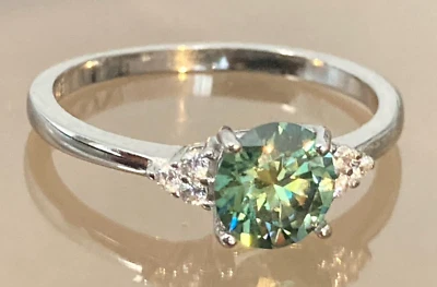 Moissanite Diamond Rings All Sizes 14k Gold or Rhodium Over  Solid Silver - Image 1 of 4